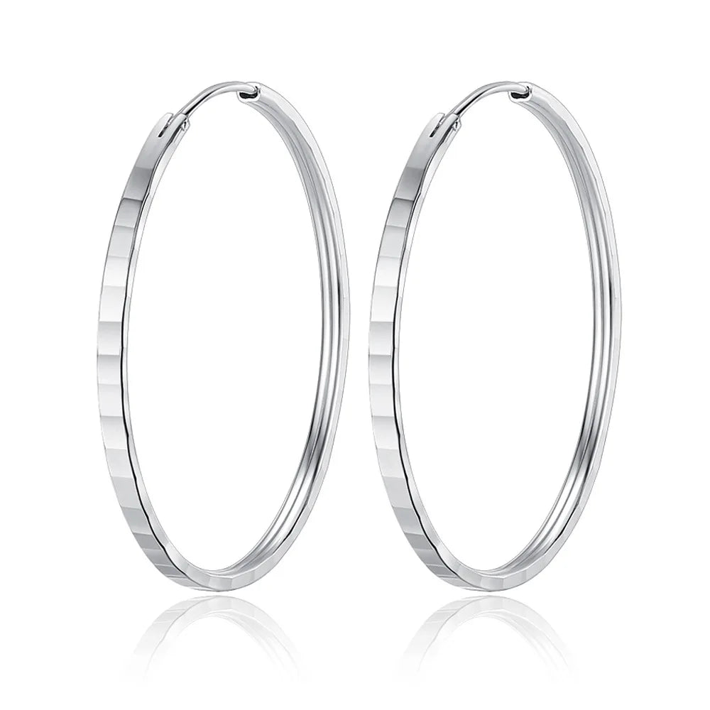 925 Sterling Silver Square Cutting Earrings For Women 3/4/5/6 CM Big Earrings