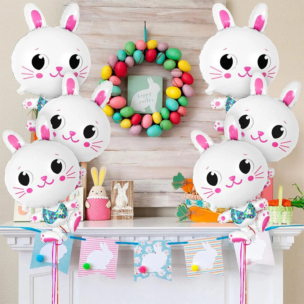 Easter Bunny Foil Balloon Cute Rabbit Chicken Egg Cartoon Carrot Foil Balloon Kids Happy Easter Gift Girl Baby Shower Decoration