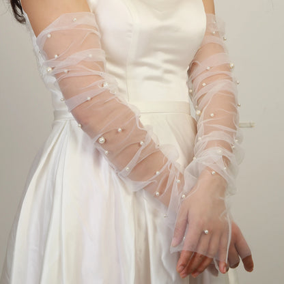 Women's Removable Bridal Accessories: Soft Tulle Bolero, Arm Sleeves, and Gloves for Wedding Dresses