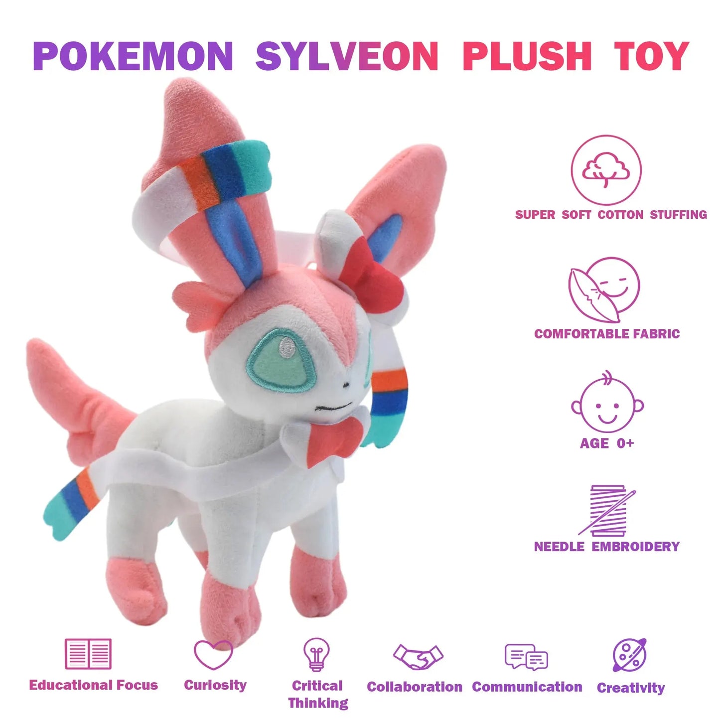 20 cm Pokémon Plush Dolls, featuring fan‑favorite characters like Pikachu, Charmander, Squirtle, Bulbasaur, Jigglypuff, Eevee, Snorlax, and Lapras.n Umbreon Vaporeon Sylveon d