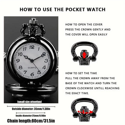 Exquisite Cool Motorbike Route 66 The Mother Road Pattern Pocket Watch Design, Precise Quartz Movement Watch Gift for Male Kids