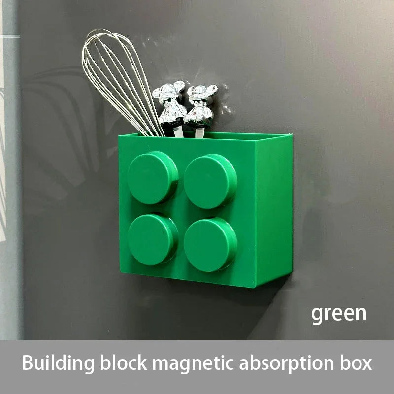 Magnetic Refrigerator Storage Box Tableware Container Creative Block-shaped Kitchen Organizer Holiday Themed Decor Tools