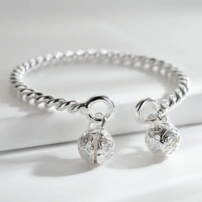 Trendy 925 Sterling Silver Bangles Bracelet Charms