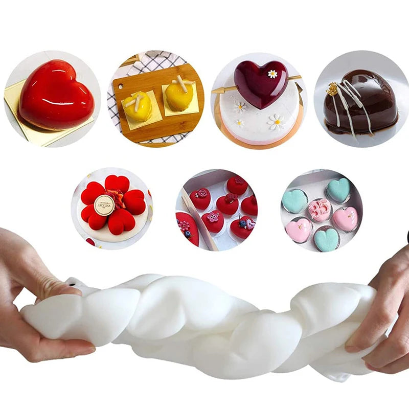 3D Mousse Cake Baking Mold Heart Cheesecake Dessert Diamond Monoporcji Silicone Mould Candle Soap Making Supplies Pastry Tools
