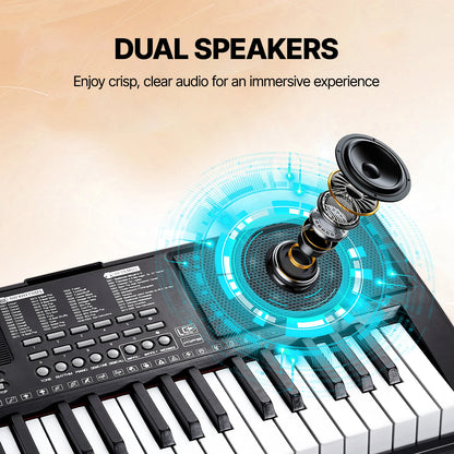 SucceBuy 61‑Key Digital Keyboard – Portable Electric Piano with 200–600 Tones & 200–500 Rhythms for Beginners