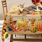 Thanksgiving Turkey Rectangle Tablecloths Autumn Pumpkin Flowers Maple Leaf Table Cover Kitchen Holiday Party Dining Table Decor