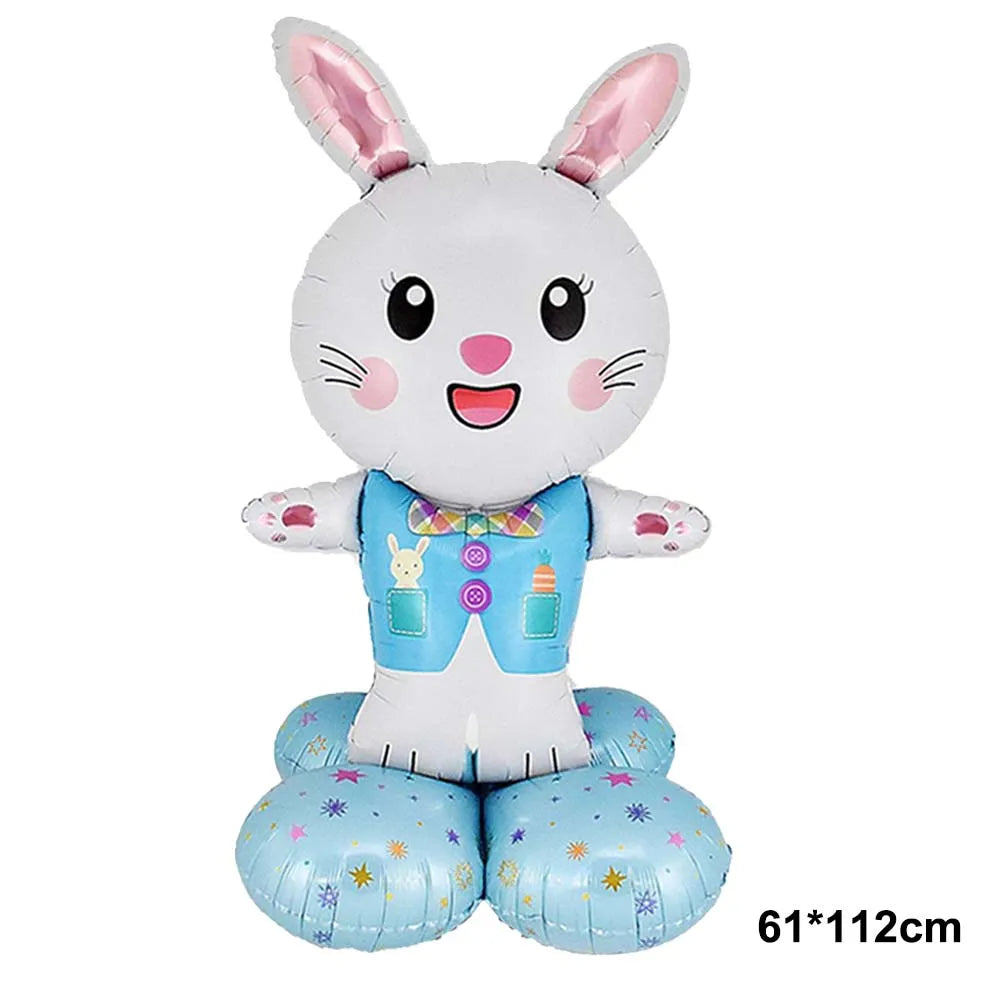 Cute Cartoon White Bunny Aluminum Foil Balloons Rabbit Happy Easter Party Decoration Supplies Children Favor Birthday Party Gift