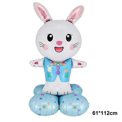 Cute Cartoon White Bunny Aluminum Foil Balloons Rabbit Happy Easter Party Decoration Supplies Children Favor Birthday Party Gift