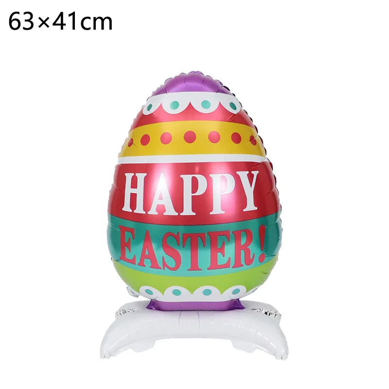 Cute Easter Egg Bunny Standing Balloon Easter Decoration Large Bunny Foil Balloon Kids Party Favor Gift