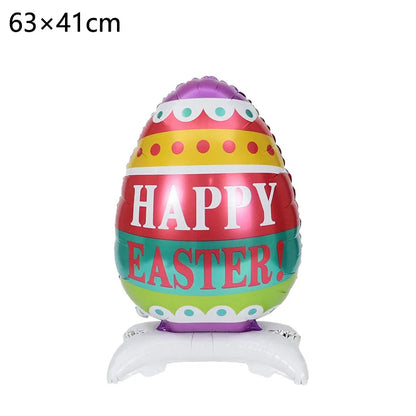 Cute Easter Egg Bunny Standing Balloon Easter Decoration Large Bunny Foil Balloon Kids Party Favor Gift