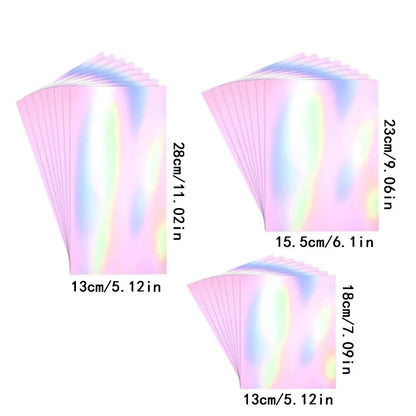 15/30/60pcs rainbow colored cellophane gift bag with tie, holographic cellophane gift bag for candy biscuits birthday gift