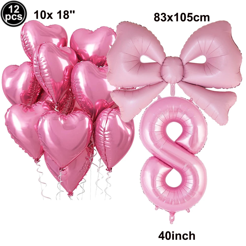 Giant Black Pink Bow Balloon Coquette Birthday Party Decorations Bowknot Balloon for Girls Baby Shower Bridal Wedding Supplies