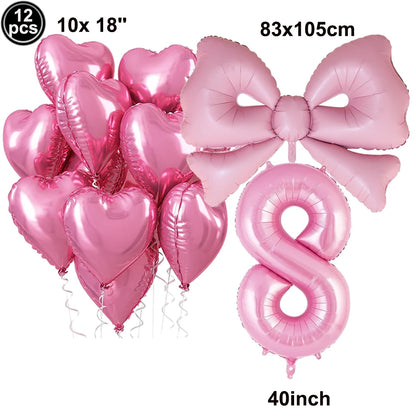 Giant Black Pink Bow Balloon Coquette Birthday Party Decorations Bowknot Balloon for Girls Baby Shower Bridal Wedding Supplies