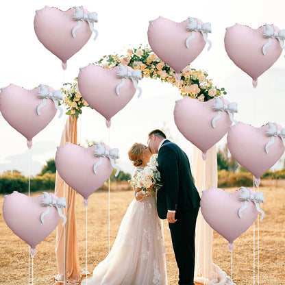 22inch Pink Red Black Heart Shaped Foil Balloons with Bow Valentines Day Wedding Party Decorations Birthday Baby Shower Supplies