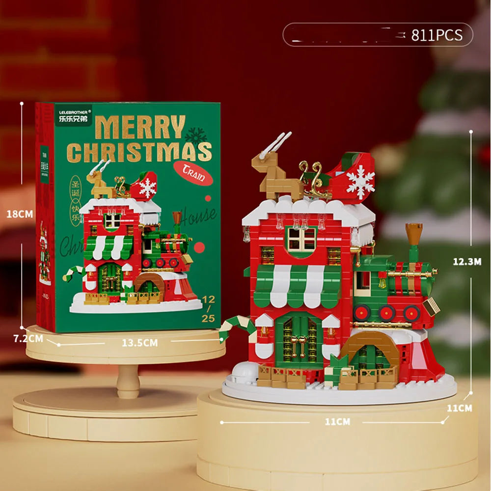 Christmas Micro Building Block Series Santa Claus Reindeer Puzzle Assembling Bricks Table Decoration
