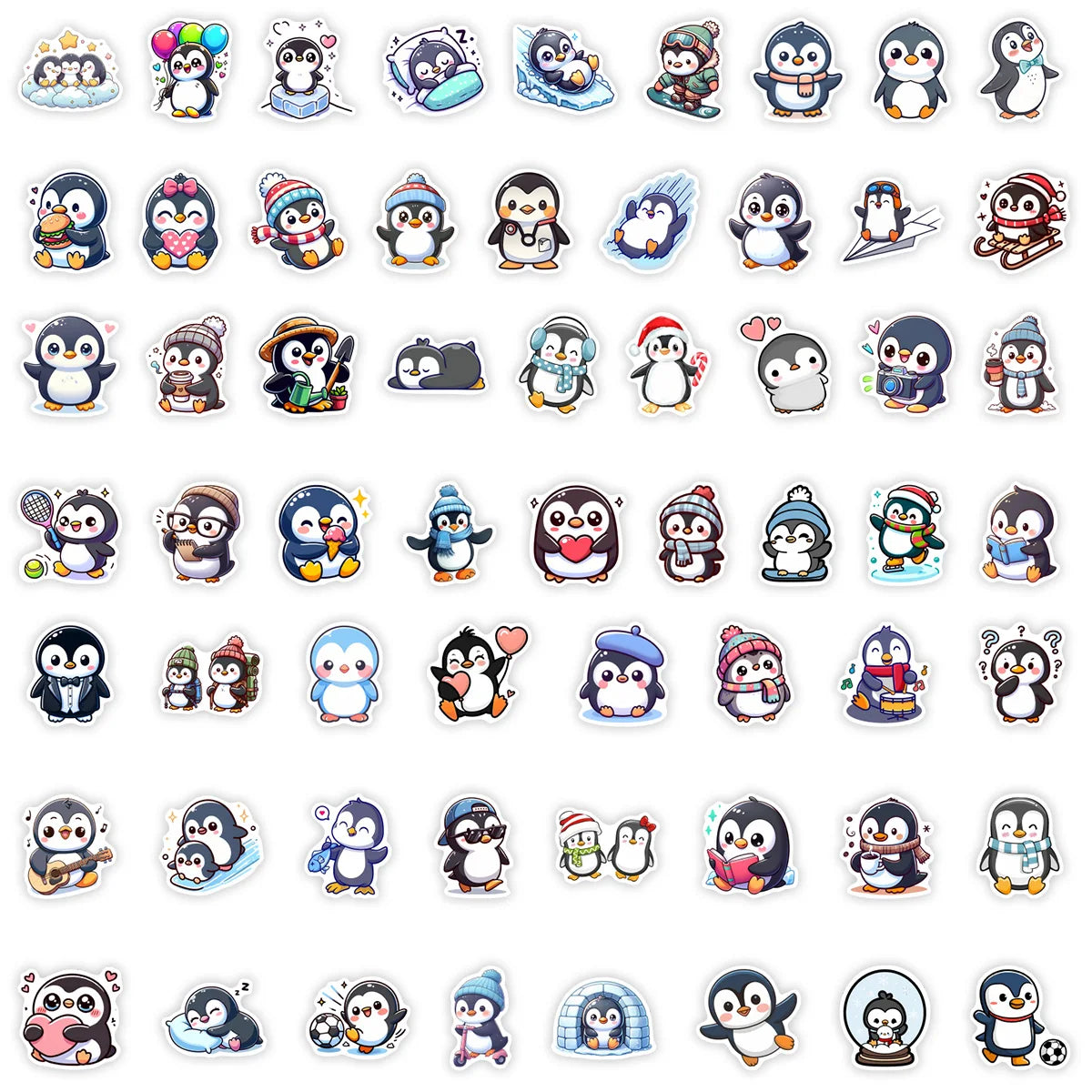 Lovely Penguin Stickers Cartoon DIY Toys Gift Decorative Decal for Kids Scrapbook Junk Journals Laptop Luggage Bottle Waterproof