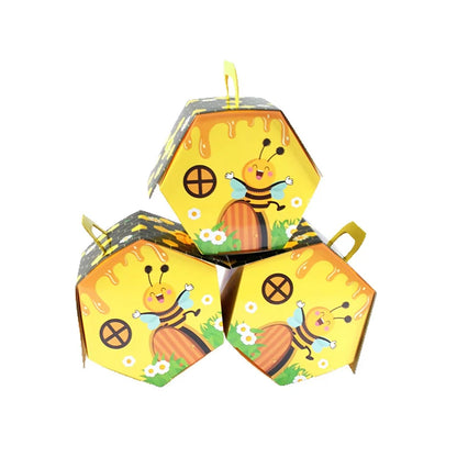 10/20pcs Bee House Paper Candy Gifts Box With Handle Kids Bee Birthday Gift Packaging Boxes Baby Shower Wedding Party Decoration