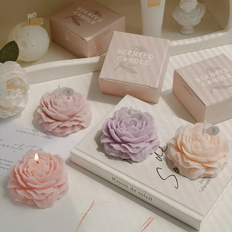 3D Peony Scented Candle – Creative Flower‑Shaped Aromatherapy Gift