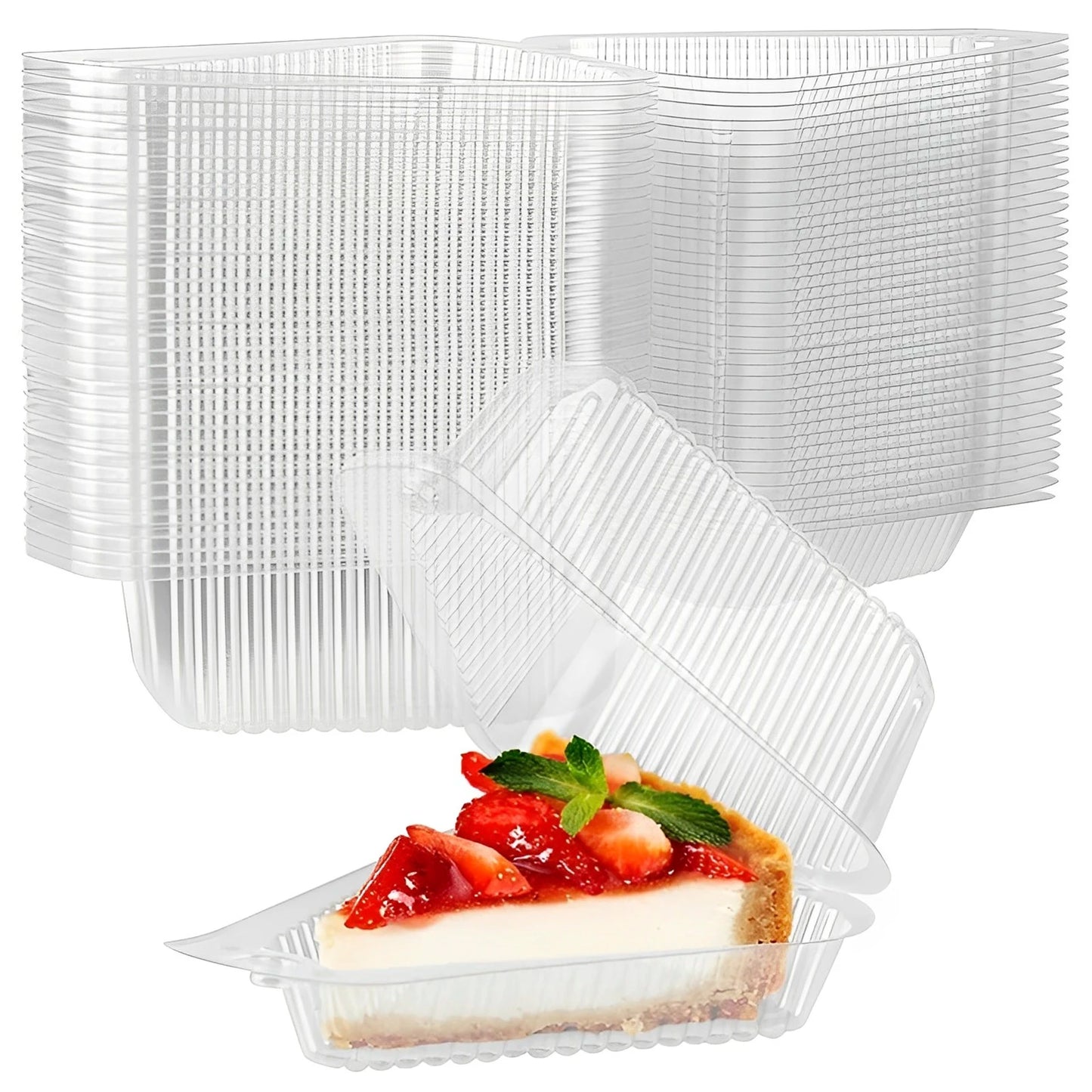 150Pcs Cake Slice Container Clear Triangle Dessert Box Reusable Food Packing Box Plastic Mousse Cheesecake Box for Fruit Cake