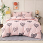 Pink Patterned Printed Duvet Cover Three-Piece Set (2 Pillowcases + 1 Duvet Cover) Polyester Reactive Printed Bedspread 3-Piece Set Ultra-Soft and Comfortable Polyester Breathable Bedding Duvet Set Suitable for Bedrooms and G