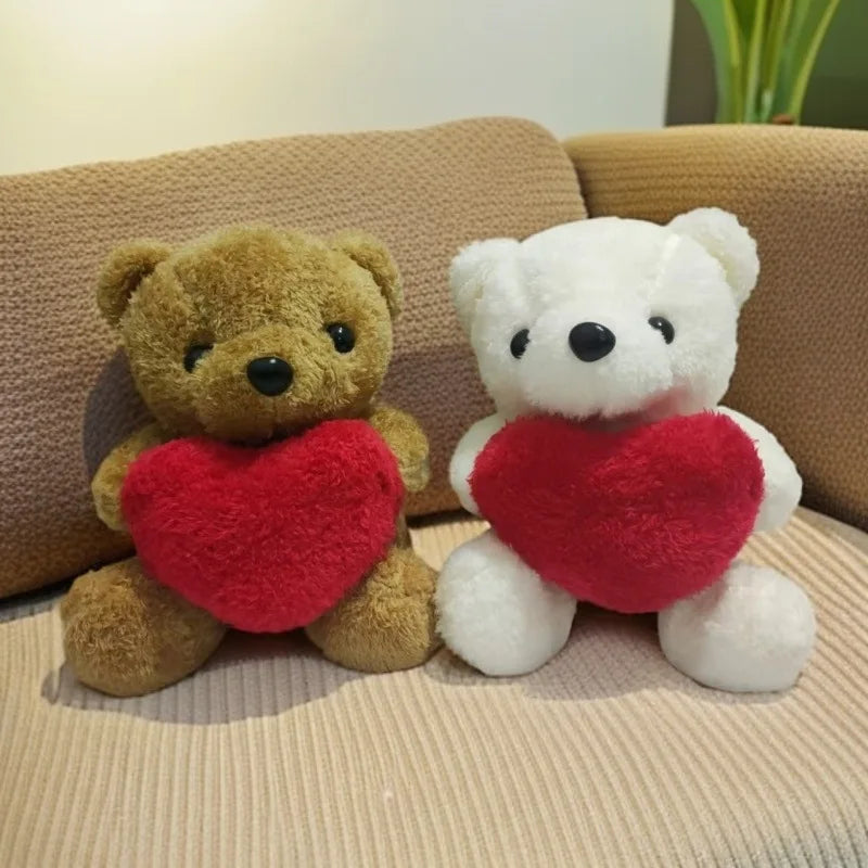 20cm Kawaii Heart Teddy Bear Plush Doll Holding Love Stuffed Animal Valentines Gift Christmas Toy for Her Collectors