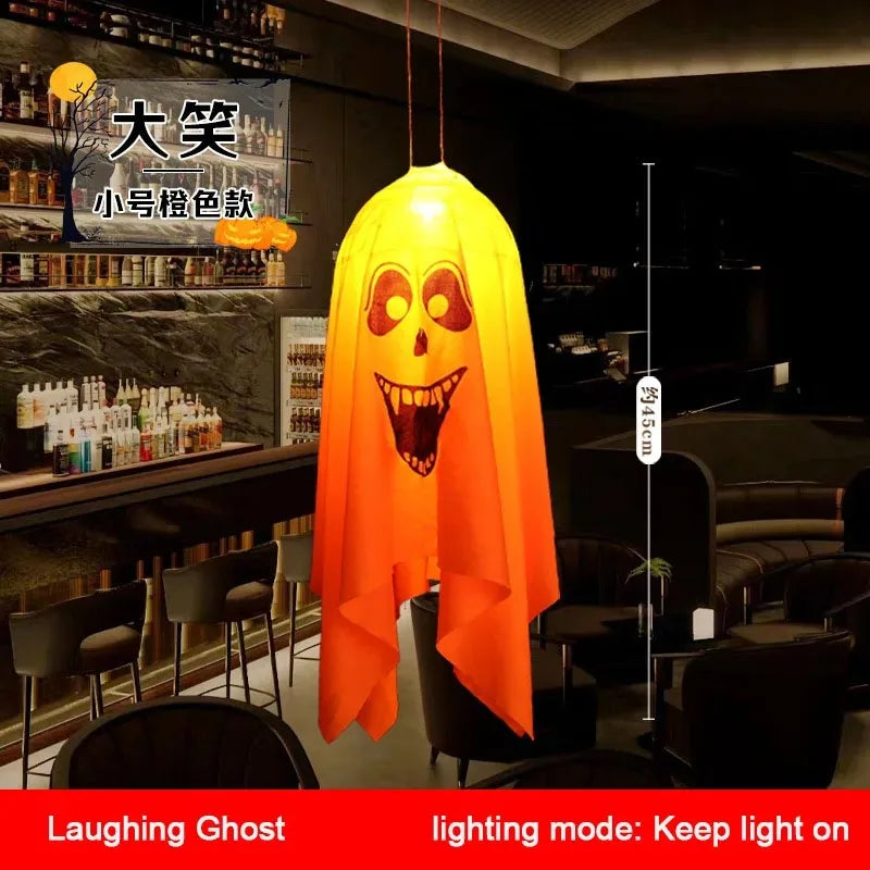 LED Glow Ghost Party Halloween Decoration for Home Indoor Outdoor Haunted House Bar Hanging Horror Props with Lights