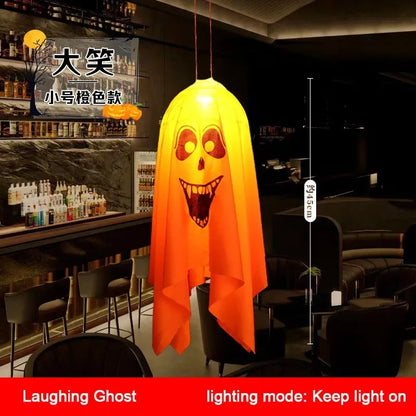 LED Glow Ghost Party Halloween Decoration for Home Indoor Outdoor Haunted House Bar Hanging Horror Props with Lights