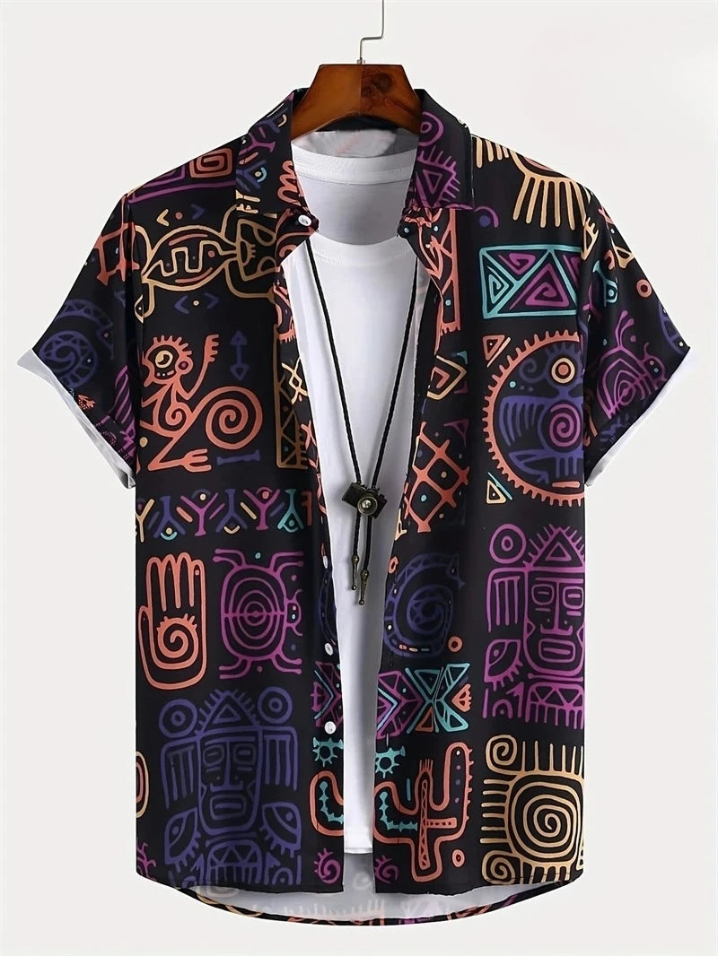 Men’s 3D Paisley Hawaii Shirt – Oversized Boho Summer Top
