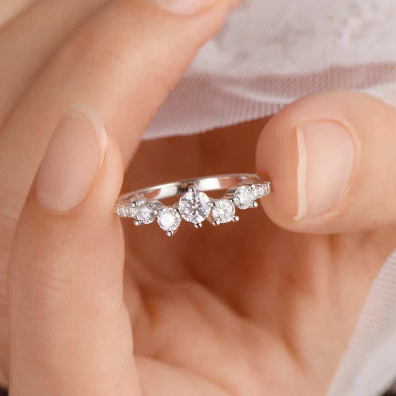 925 Ring Cluster Moissanite Sterling Silver Wedding Engagement Finger Rings Fashion Band for Women Fine Jewelry 925