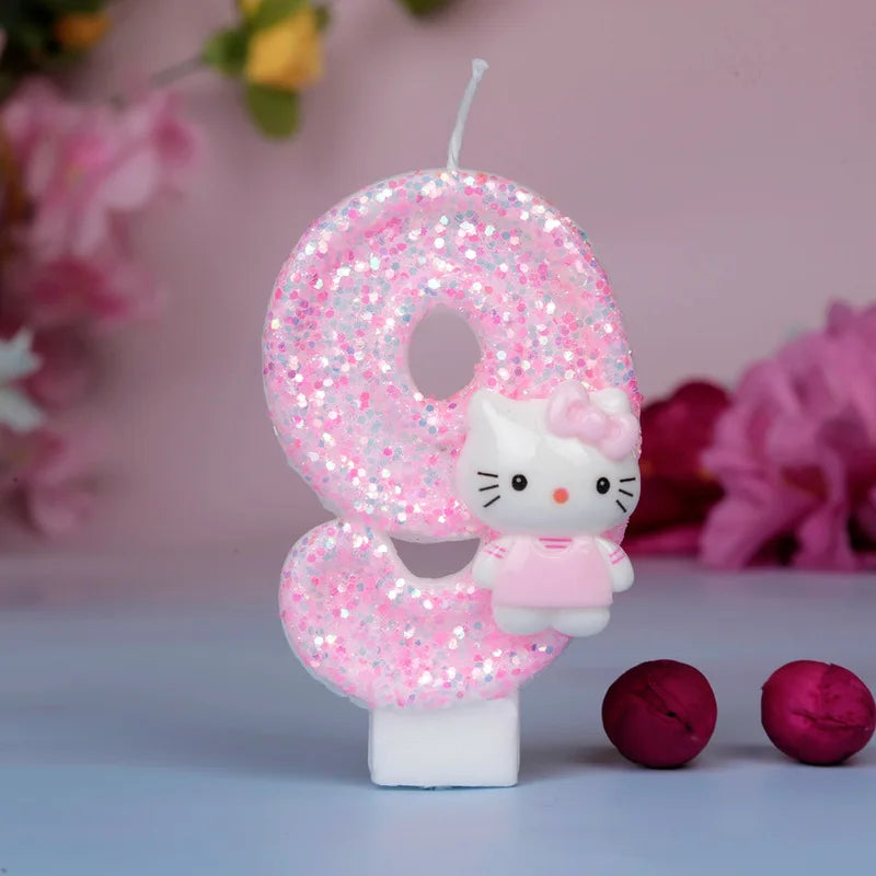 Sanrio Cute Hello Kitty Fun Digital Candles Creative Kawaii  Cartoon Pattern Party Decoration Supplies Birthday Cake Accessories