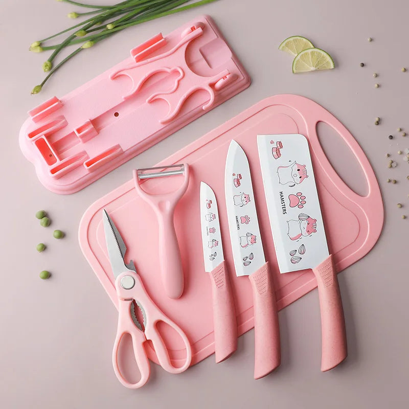 Knife set vegetable knife chopping board 2 in 1 sharp full set of kitchen utensils household chopping vegetables and meat knife
