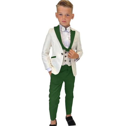 Classic Boy's Suit Set 3 Pieces Paisley Long Sleeves Formal Tuxedo For Kids From 3 to 14 Years (Wedding Flower Boy)