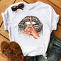 Women Summer Short Sleeve Tshirts Fashion Red Lips Finger Print Ladies T-shirts Top Cartoon Womens Graphic Tees T-Shirts