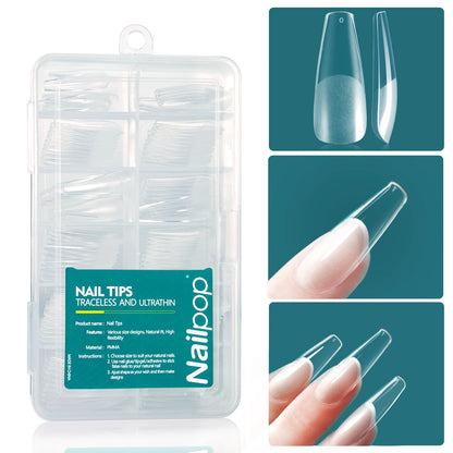 Soft Gel Tips - Medium Almond/Coffin Acrylic Nails, 120pcs/box