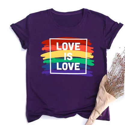 Love Is Love Print Women's T-shirt Pride Rainbow Print