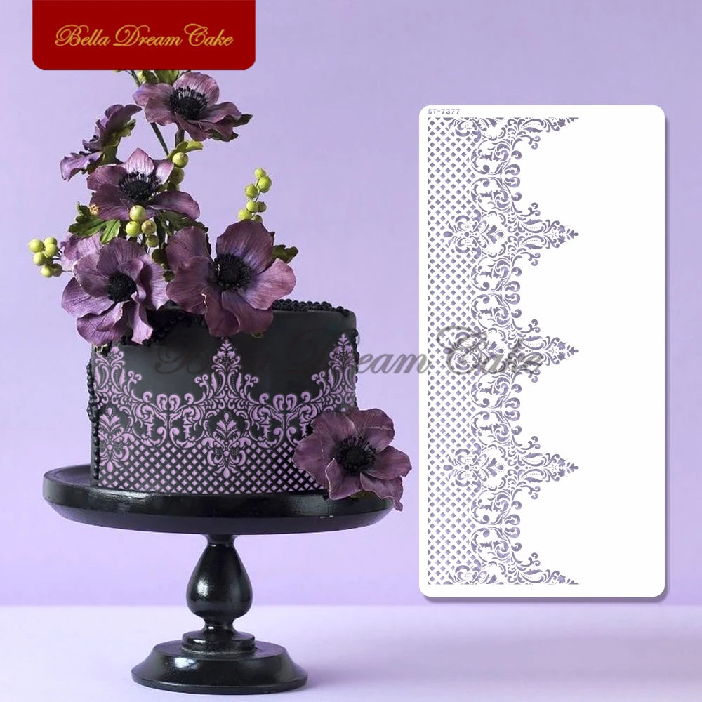 Various Flower Leaf Design Fondant Cake Stencil DIY Royal Cream Border Mold PET Drawing Template Cake Decorating Tools Bakeware