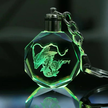 Pokemon Cartoons Anime Figure Pikachu Charizard Mewtwo Eevee Crystal  Collection Luminous Keychain Pendant Model  Kids Toy Gift