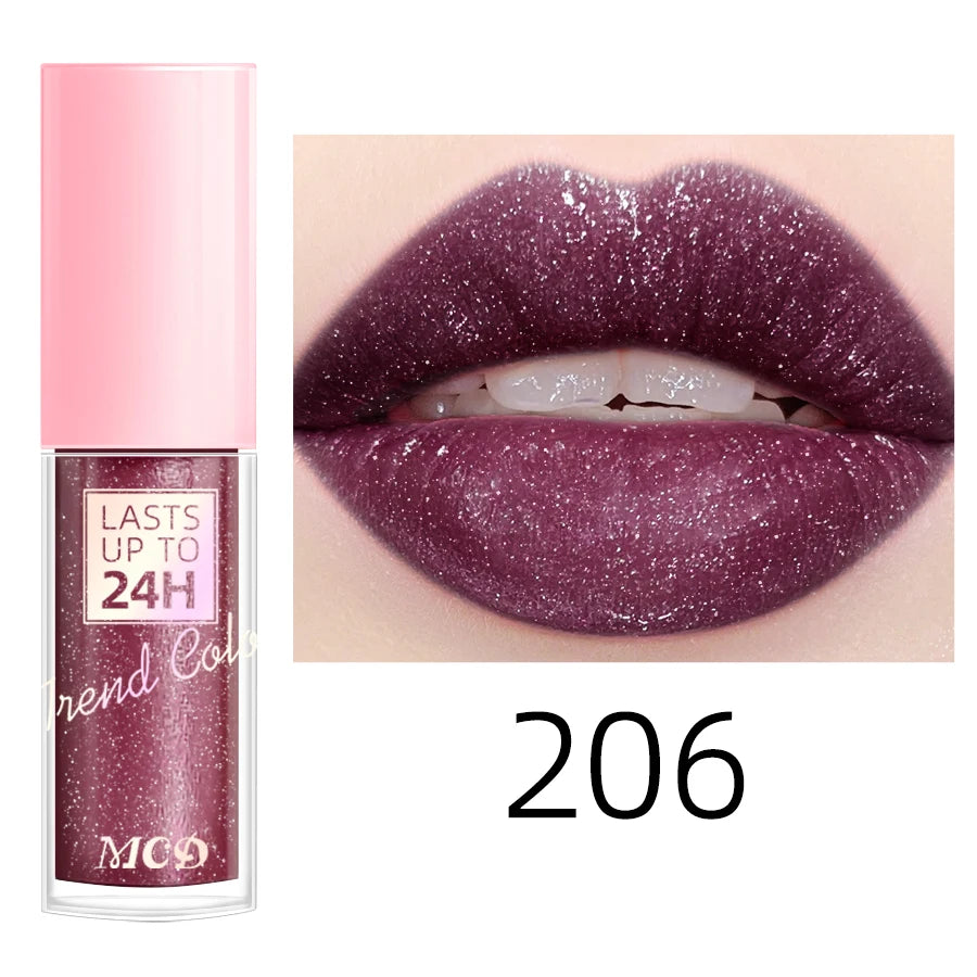Glitter Lip Glaze Long Lasting Waterproof Liquid Lip Gloss Lipstick Makeup 18 Colors