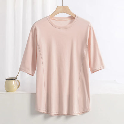 XL to 8XL plus size O-Neck Tshirts Women's basic T-shirt solid color half sleeves summer simple Tee Tops Bottoming Tees all mat
