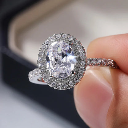 Real Moissanite 925 Sterling Silver Ring For Women Square Round 1CT 2CT 3CT Brilliant Diamond Finger Band Wedding Jewelry Gift