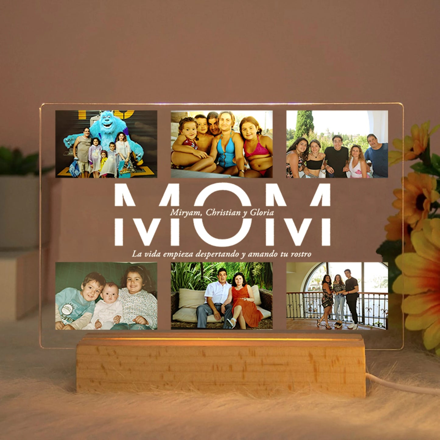 Custom Acrylic Lamp Personalized Photo Text Bedroom Night Light MOM DAD LOVE Friend Family Day Wedding Birthday Christmas Gift