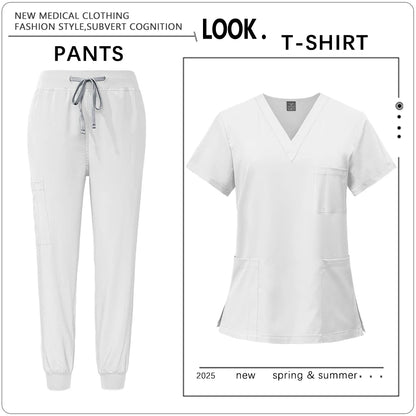 Hot Sale Clinic Workwear Unisex Medical Nurse Scrub Set Clinical Uniform Men Women Beauty Salon Costume Doctor Nursing Top Pants
