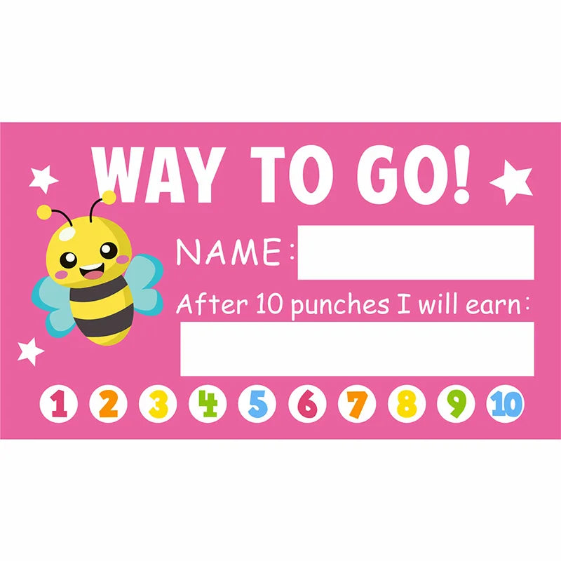 50Pcs Cartoon Kids Reward Incentive Punch Cards For Teacher