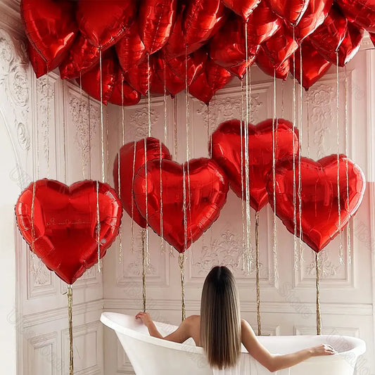 5/10Pcs 32Inch Heart Foil Balloons Huge Love Red Heart Shaped Helium Balloons for Wedding Birthday Valentines Day Engagement Dec