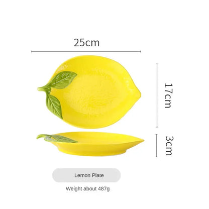 Creative Cartoon Lemon Shaped Ceramic Dinner Plate Soup Bowl Family Fruit Snack Dishes Kitchen Utensils Accessories Tableware