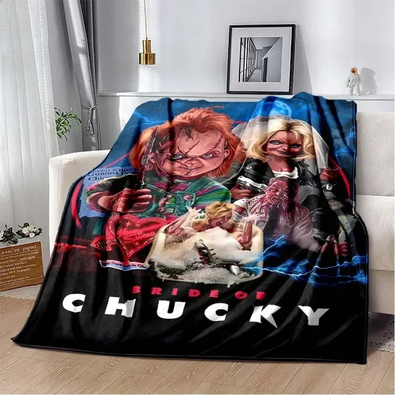 3D Horror Movie Character Chucky Saw Cartoon Area Blanket Fashion Soft Cozy Living room Bedroom Sofa Bed Travel Blanket