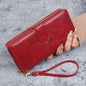 Hot selling cross-border oil wax zipper wallet for women, European and American retro card bag, large capacity mobile phone bag,