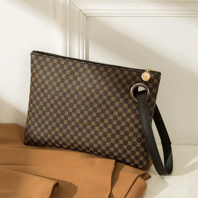 Women’s PU Leather Wristlet – Envelope‑Style Portable Clutch Wallet & Patterned Handbag