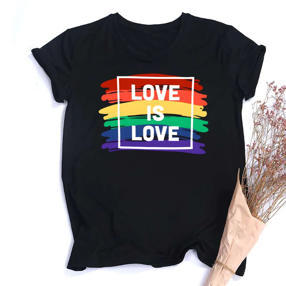 Love Is Love Print Women's T-shirt Pride Rainbow Print