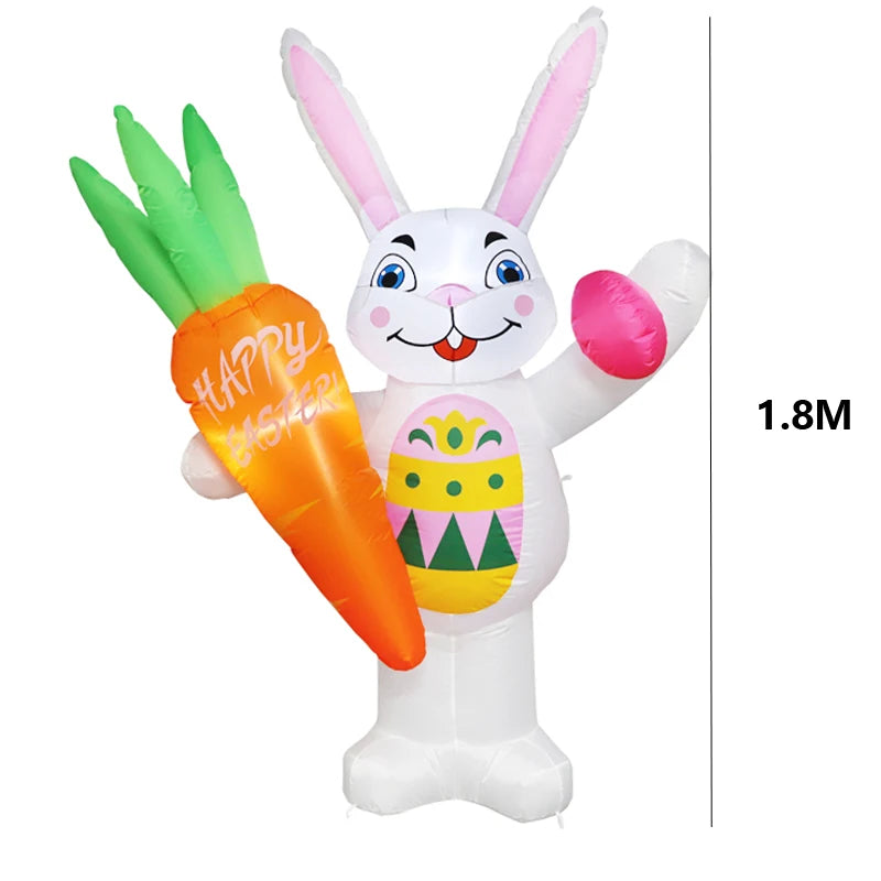 Easter Inflatable Outdoor Toys Easter Bunny Family Eggs Carrot with Build-in LEDs Blow Up Decorations for Party Yard Garden Lawn
